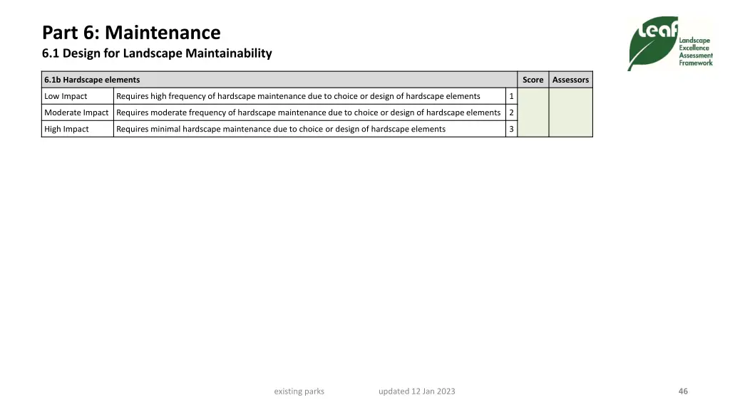 part 6 maintenance 6 1 design for landscape 1