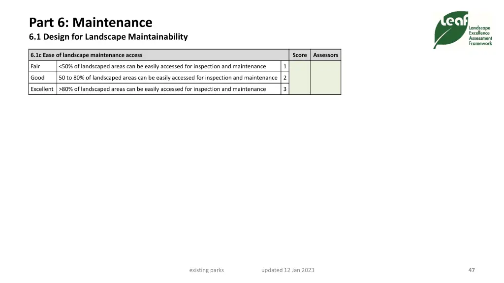 part 6 maintenance 6 1 design for landscape 2