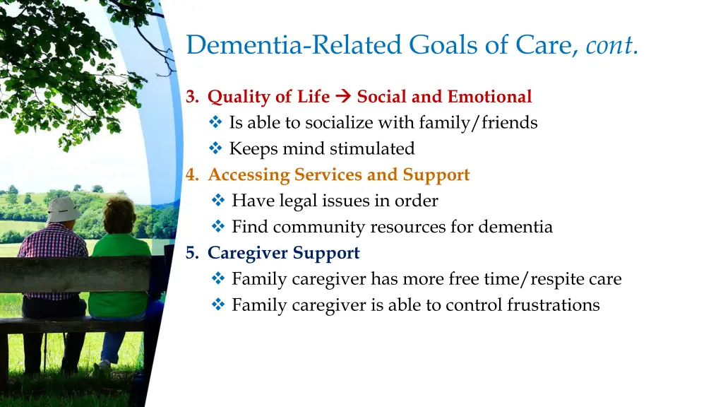 dementia related goals of care cont