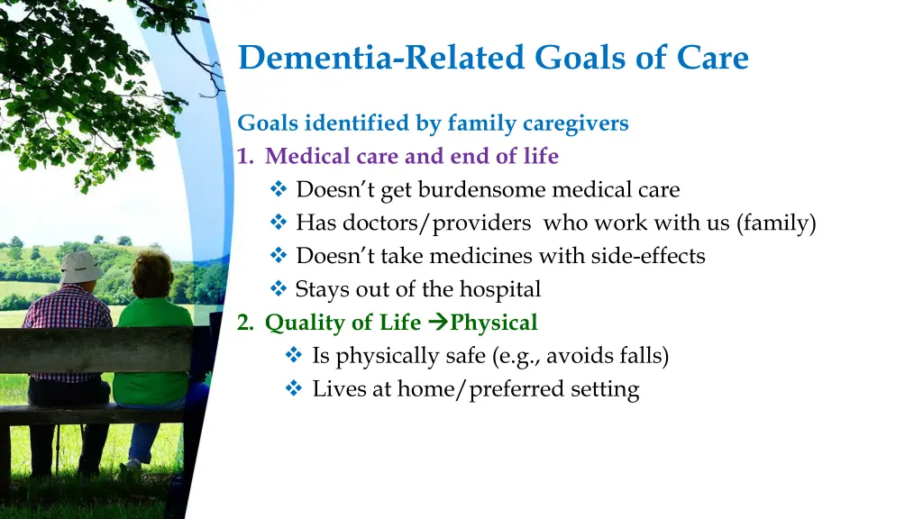 dementia related goals of care