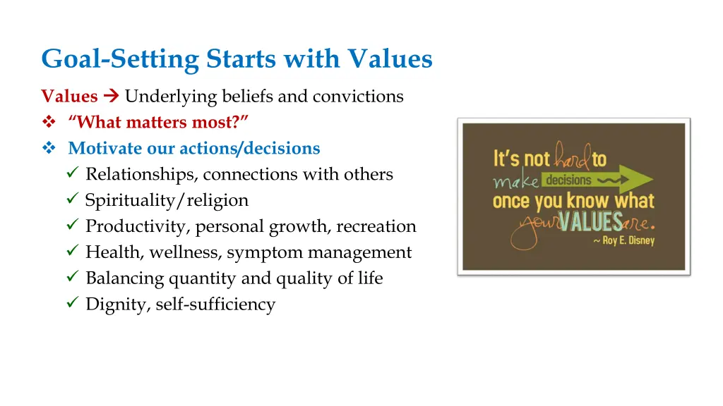 goal setting starts with values