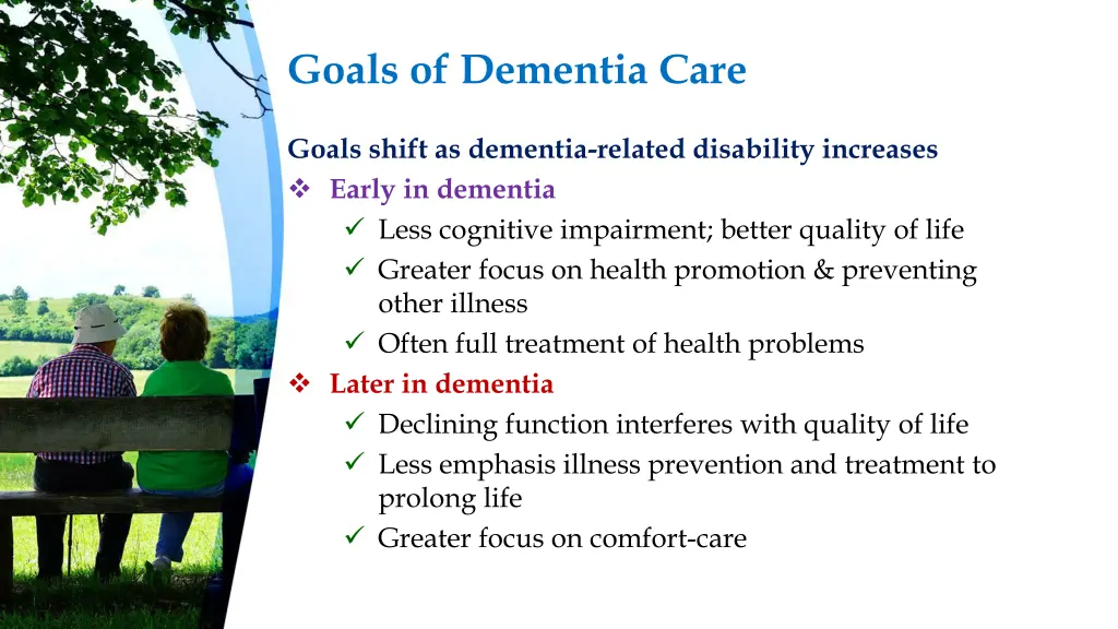 goals of dementia care