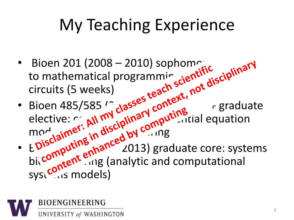 my teaching experience