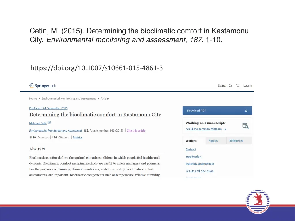 cetin m 2015 determining the bioclimatic comfort