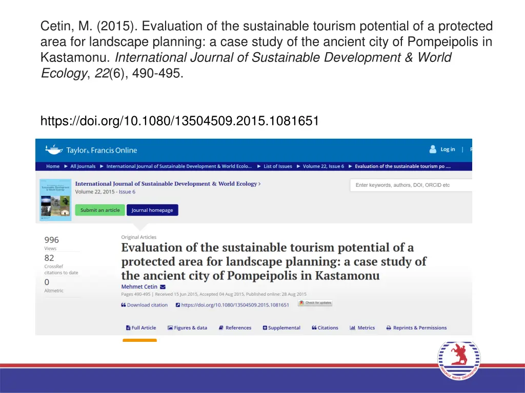 cetin m 2015 evaluation of the sustainable