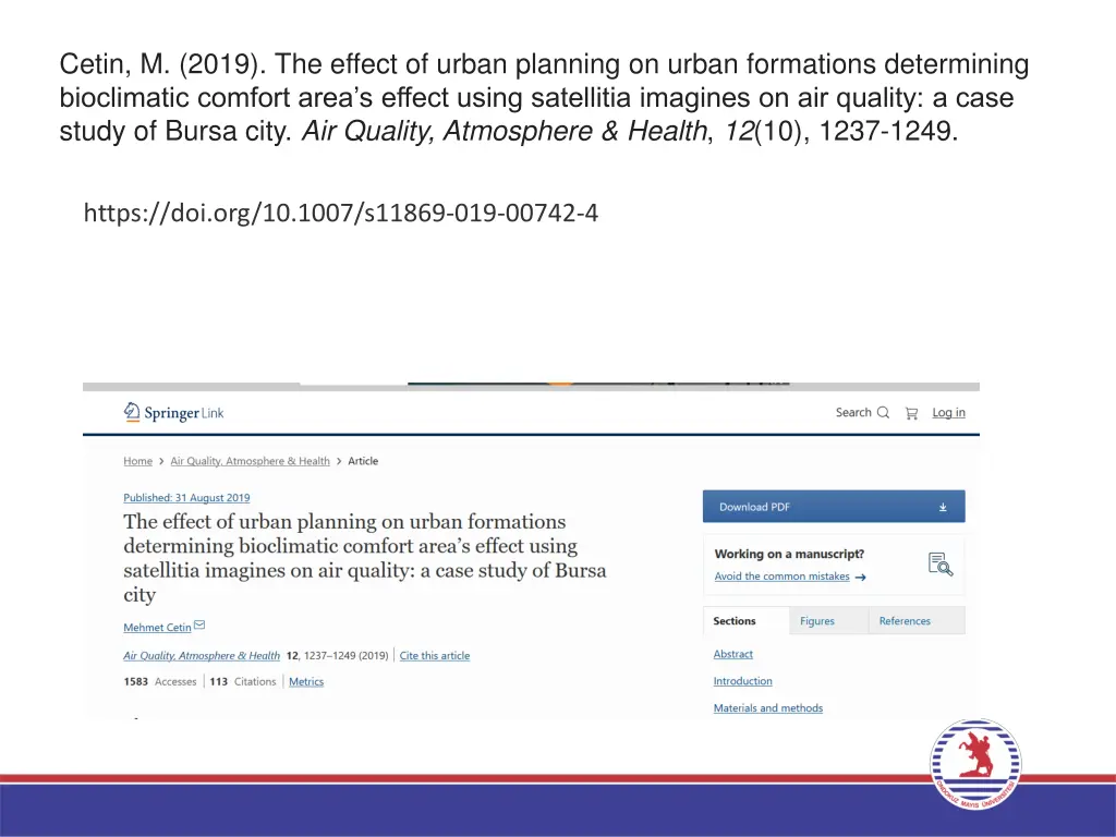 cetin m 2019 the effect of urban planning