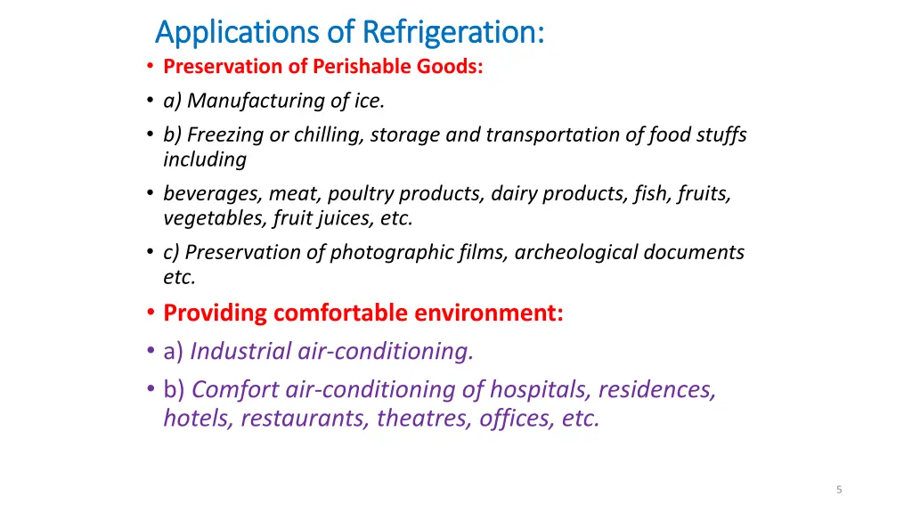 applications of refrigeration applications 1