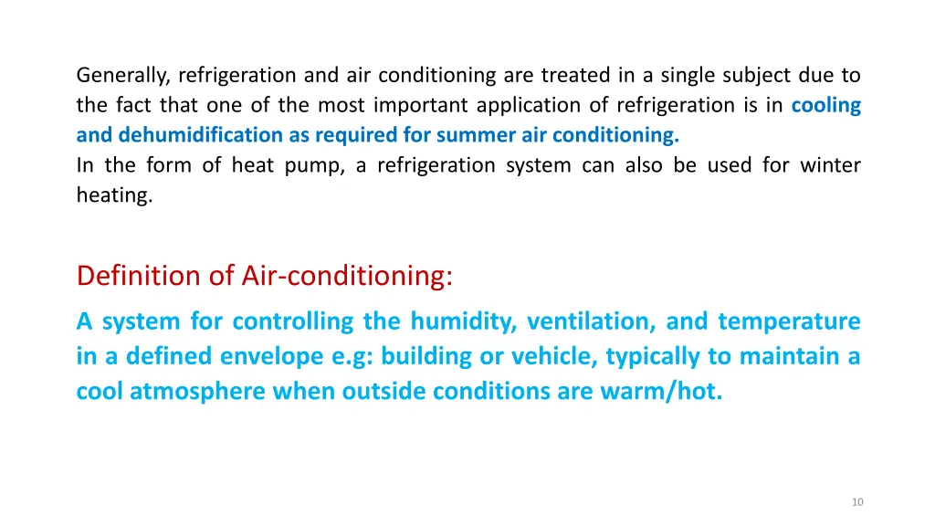 generally refrigeration and air conditioning