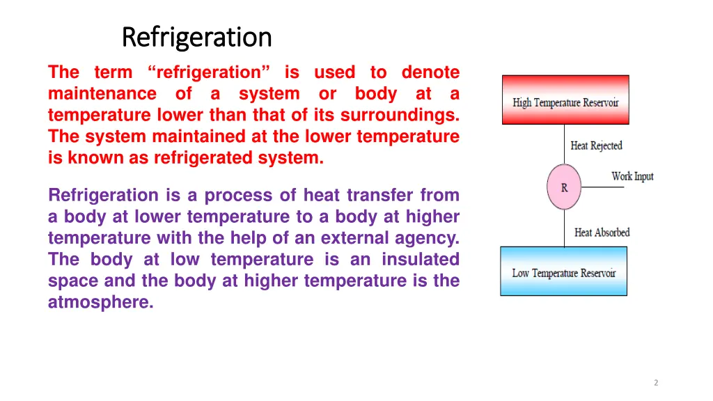 refrigeration refrigeration the term