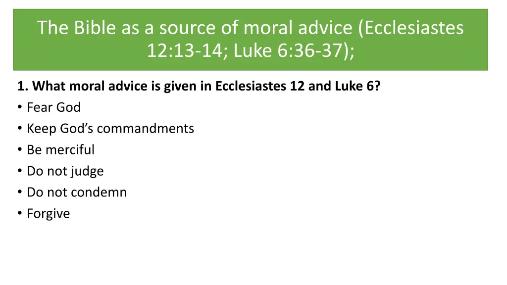 the bible as a source of moral advice