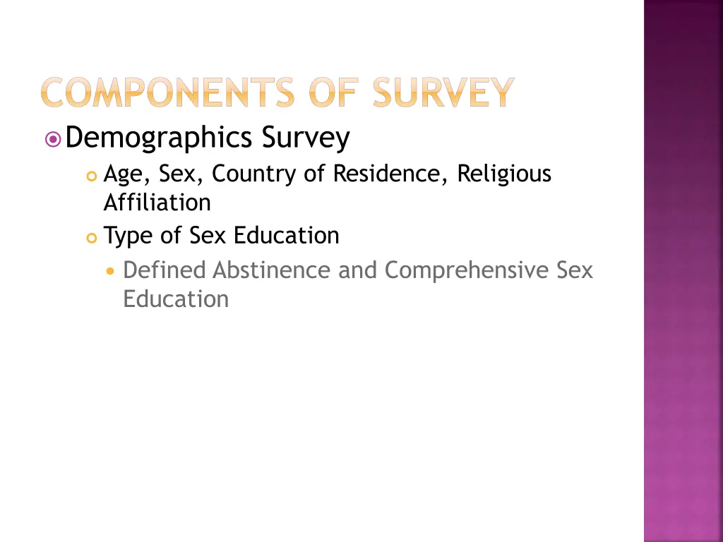 components of survey demographics survey