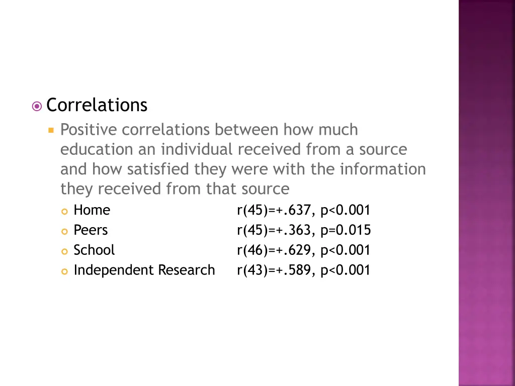 correlations positive correlations between