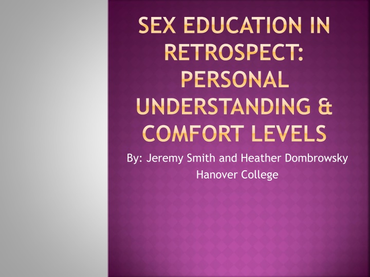 sex education in retrospect personal