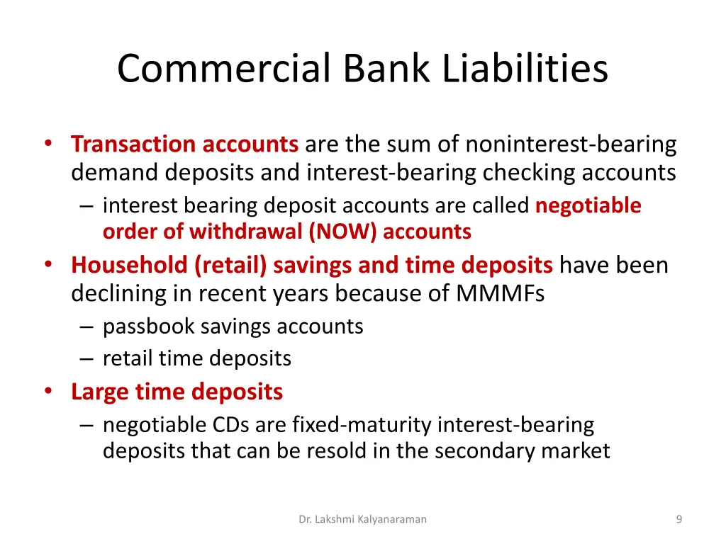 commercial bank liabilities