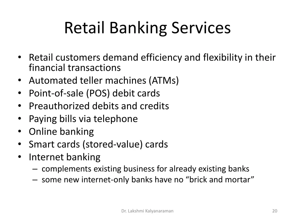 retail banking services