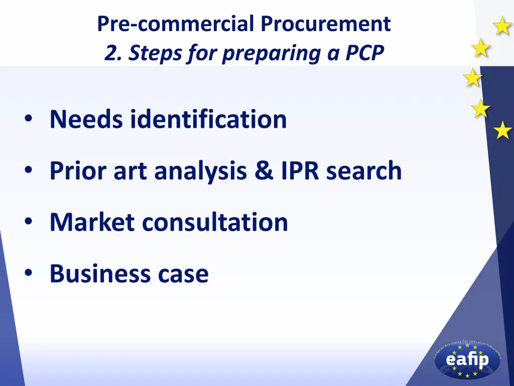 pre commercial procurement 2 steps for preparing