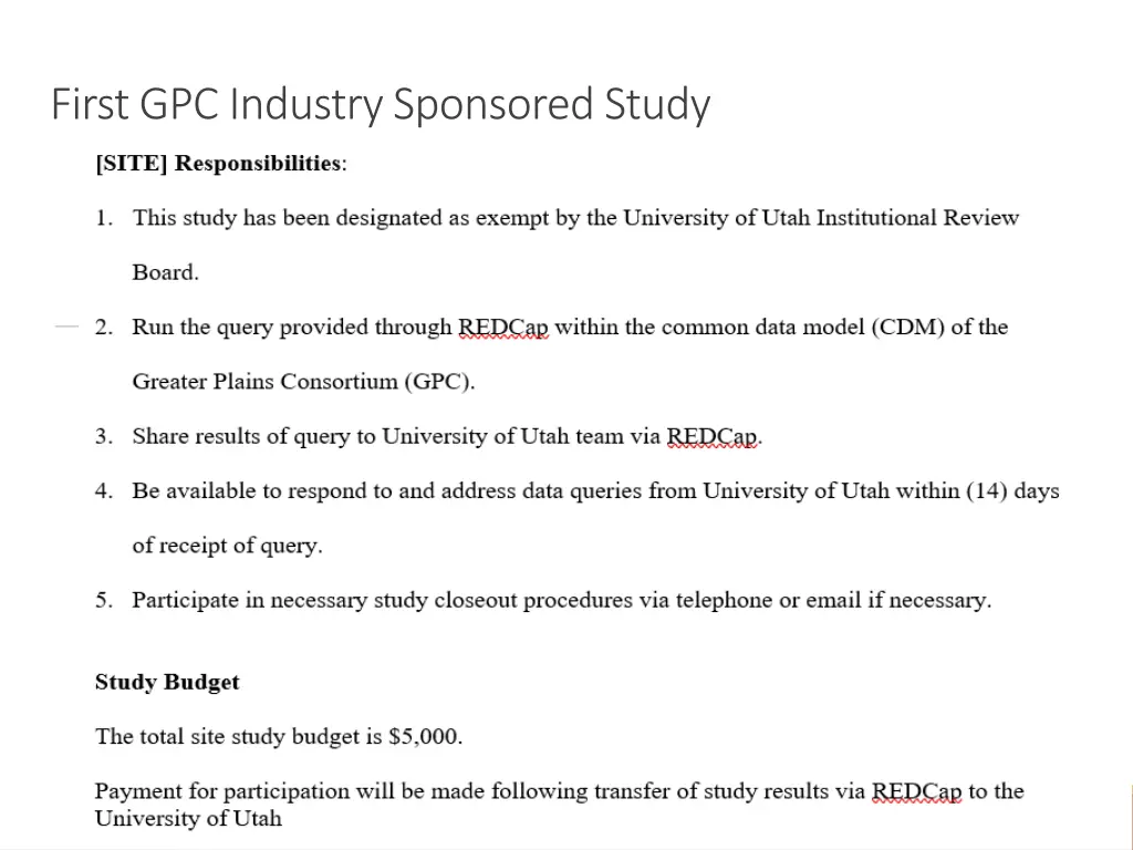 first gpc industry sponsored study