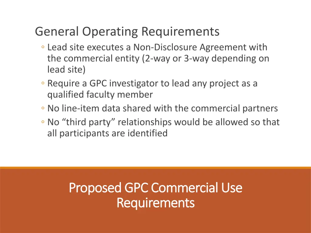 general operating requirements lead site executes