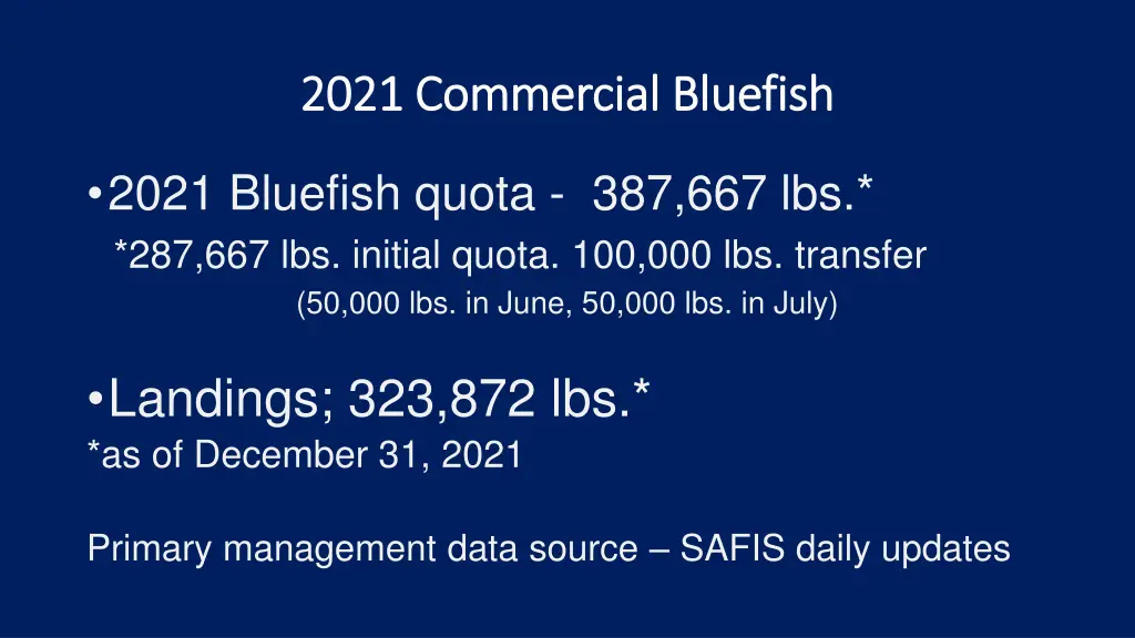 2021 commercial bluefish 2021 commercial bluefish