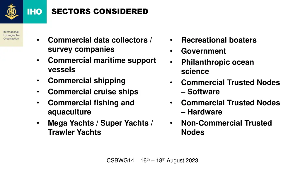 sectors considered