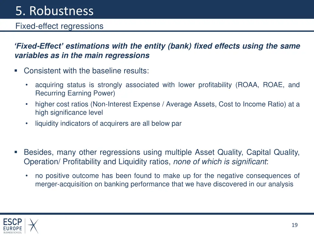 5 robustness fixed effect regressions