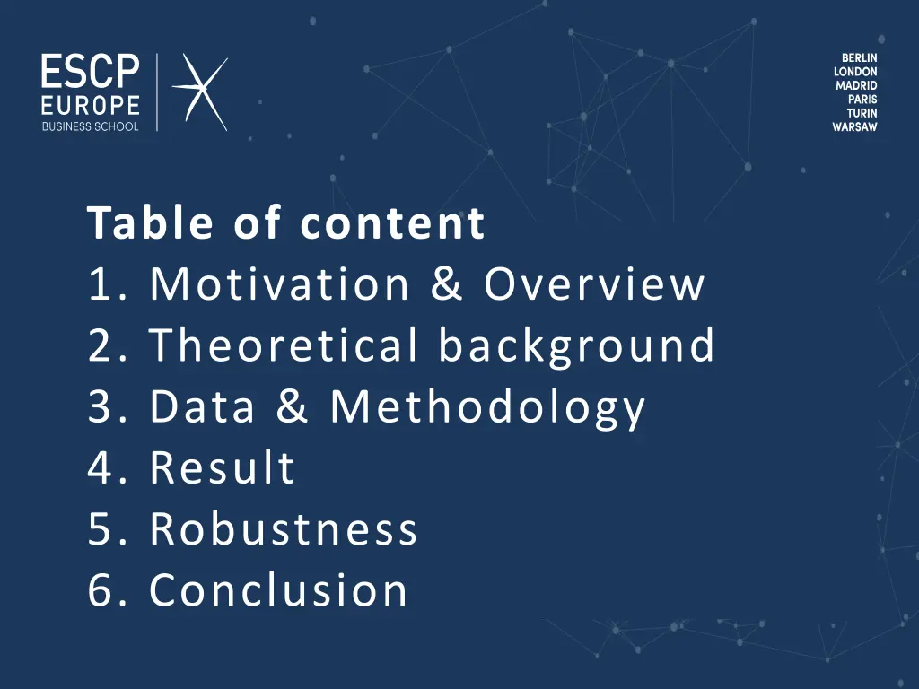 table of content 1 motivation overview