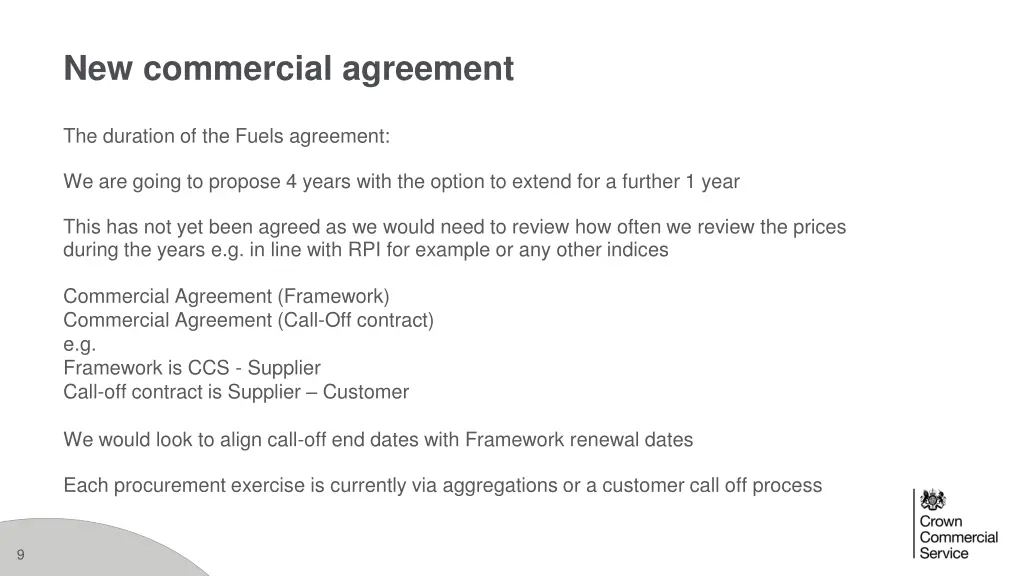 new commercial agreement