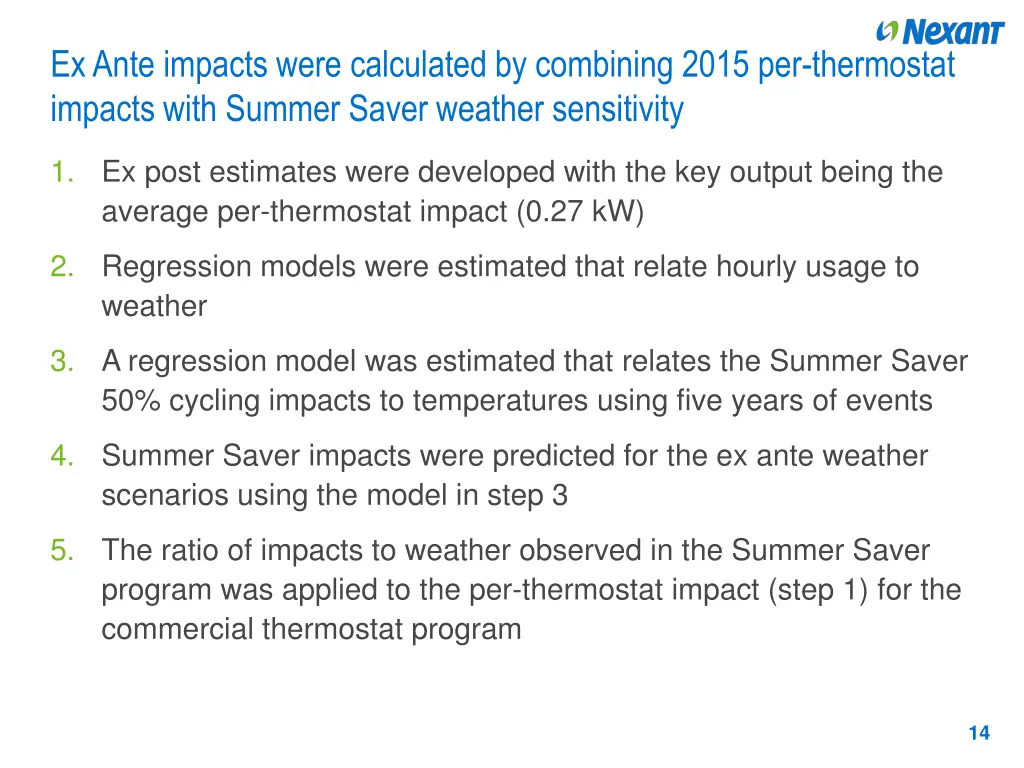 ex ante impacts were calculated by combining 2015