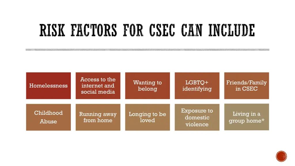 risk factors for csec can include