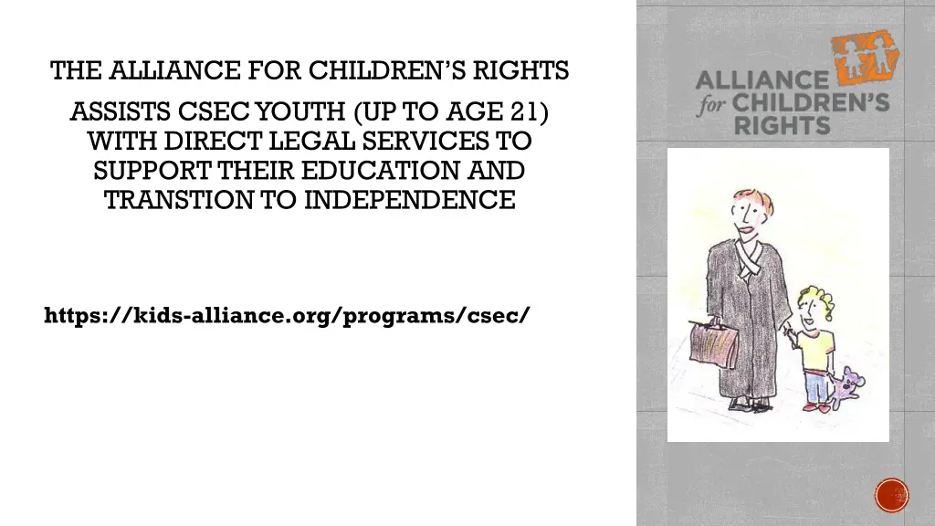 the alliance for children s rights assists csec