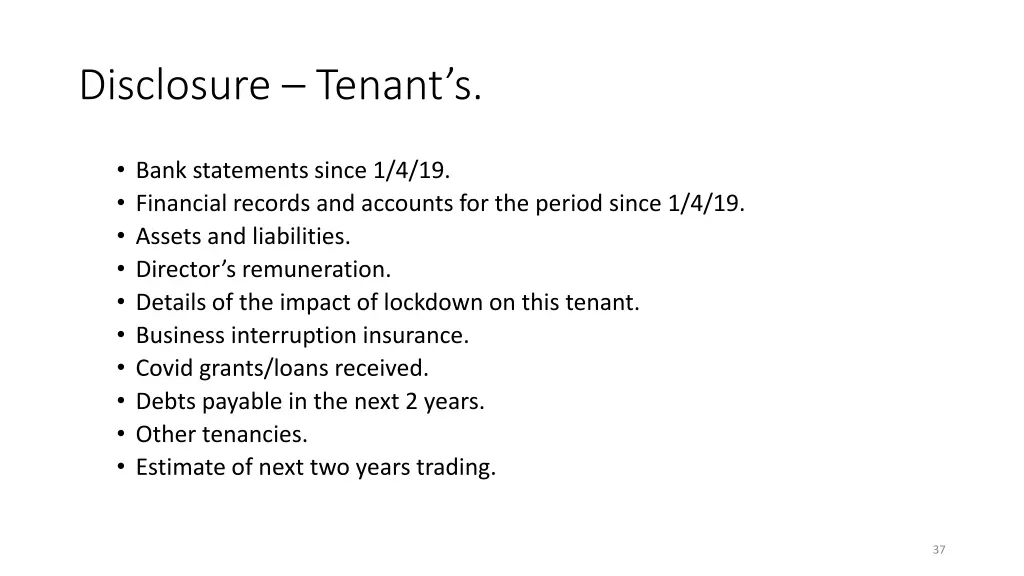 disclosure tenant s