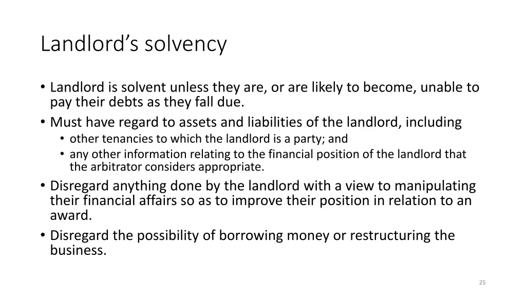 landlord s solvency