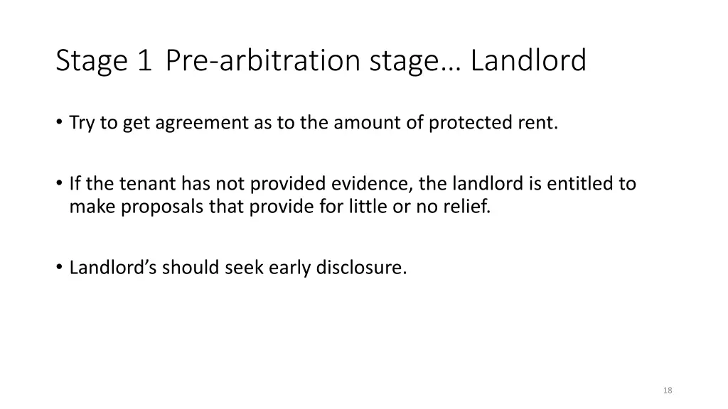 stage 1 pre arbitration stage landlord