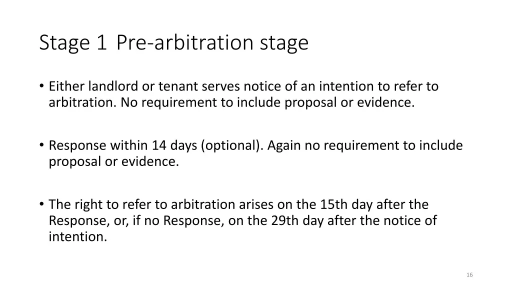 stage 1 pre arbitration stage