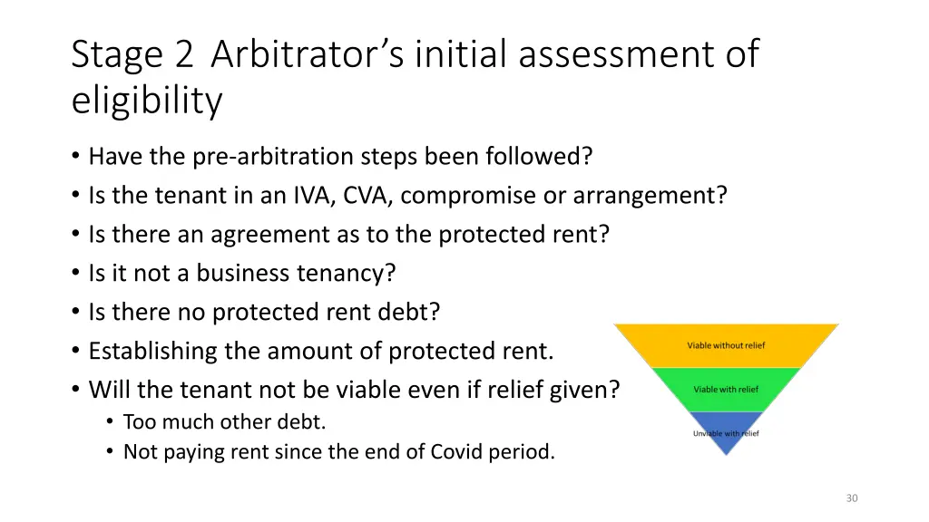 stage 2 arbitrator s initial assessment