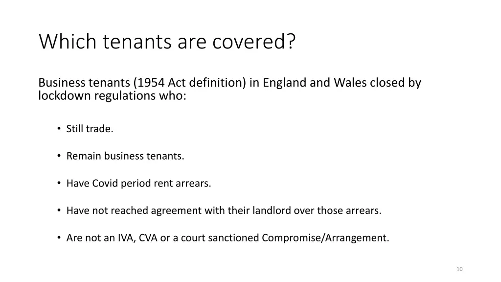 which tenants are covered