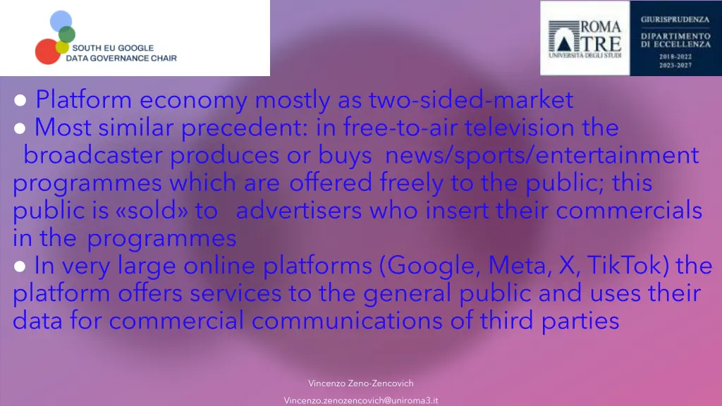 platform economy mostly as two sided market most