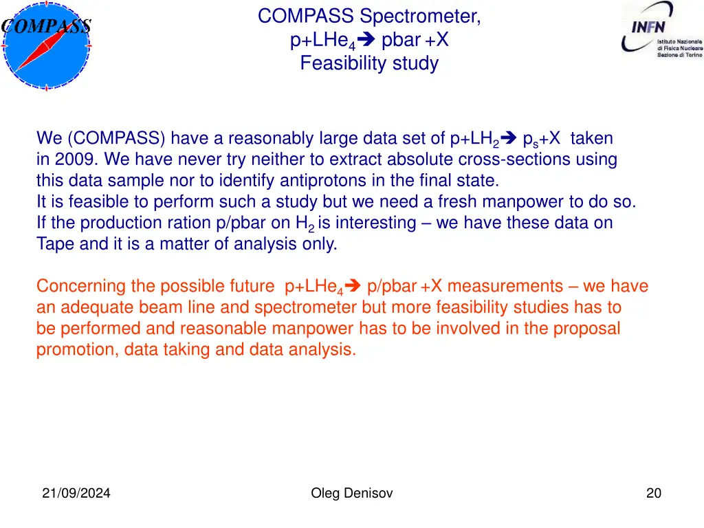 compass spectrometer p lhe 4 pbar x feasibility