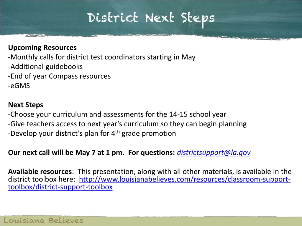 district next steps