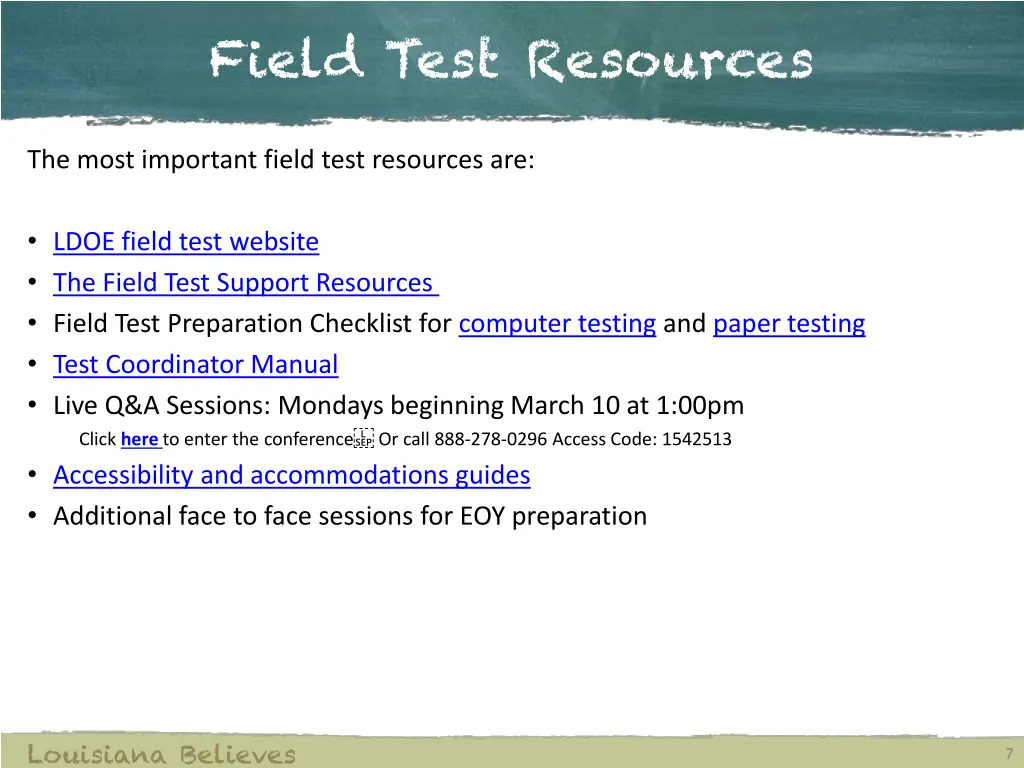 field test resources