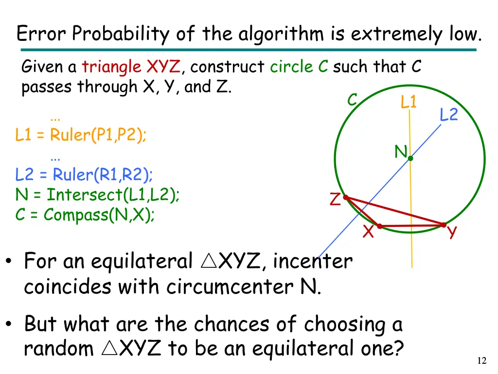 error probability of the algorithm is extremely