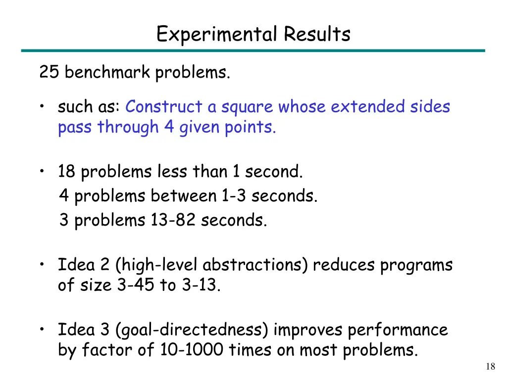 experimental results