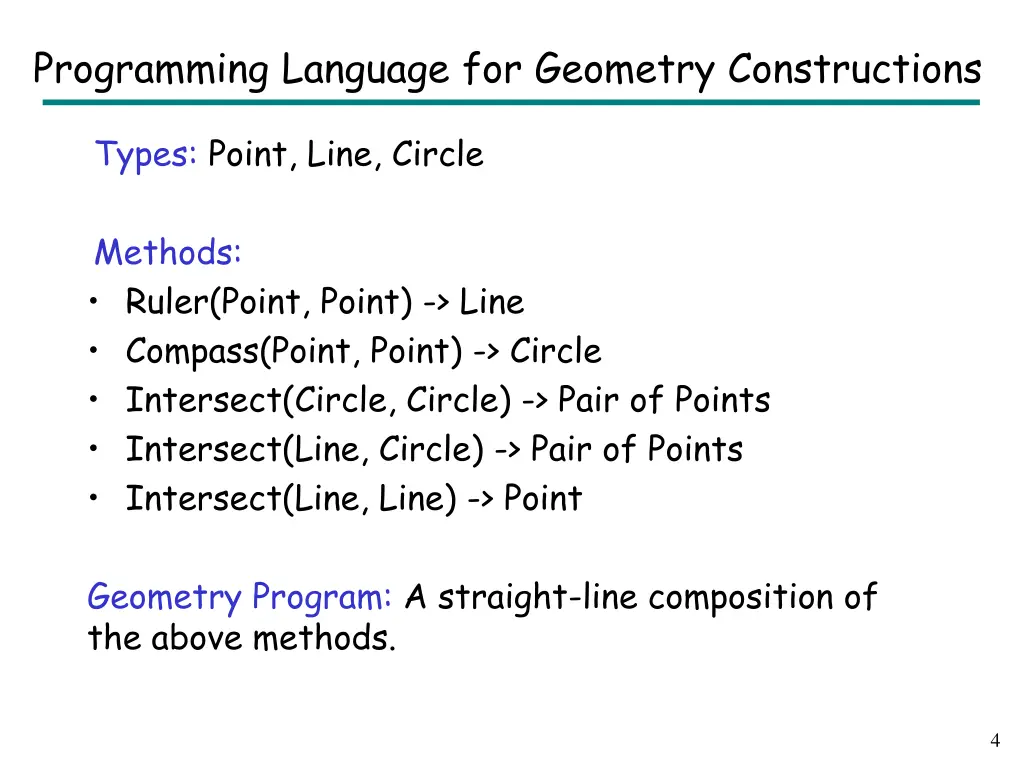 programming language for geometry constructions