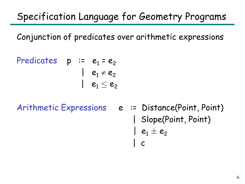 specification language for geometry programs