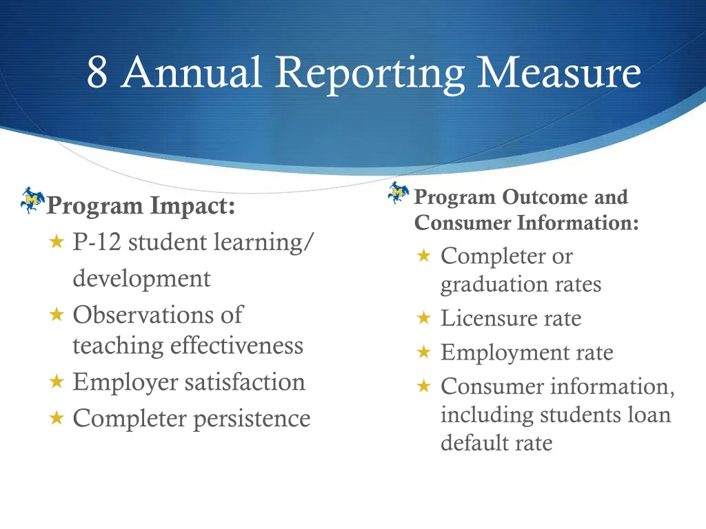 8 annual reporting measure