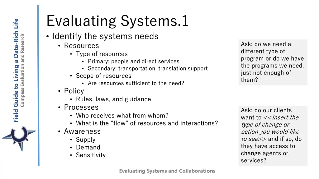 evaluating systems 1 identify the systems needs