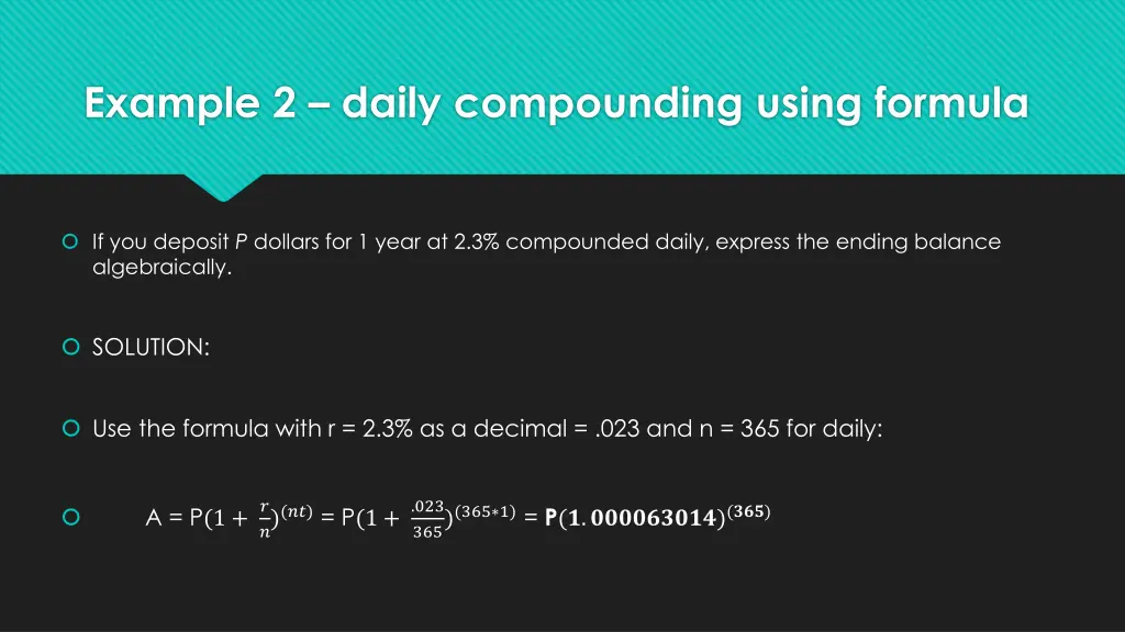 example 2 daily compounding using formula