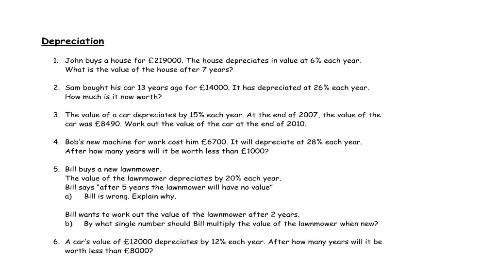 depreciation 1 john buys a house for 219000