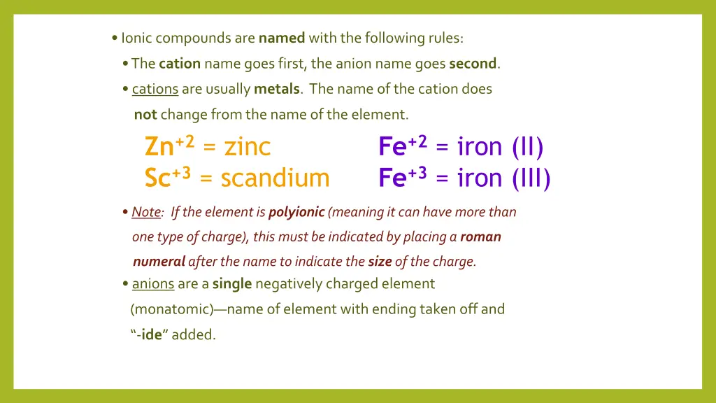 ionic compounds are named with the following rules