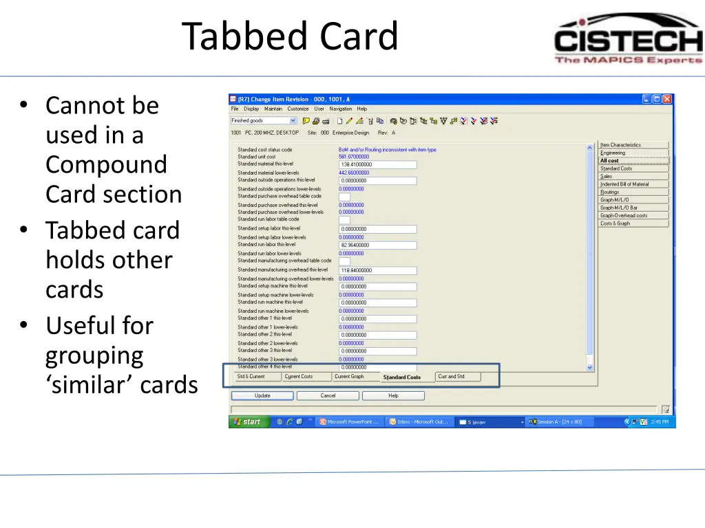 tabbed card